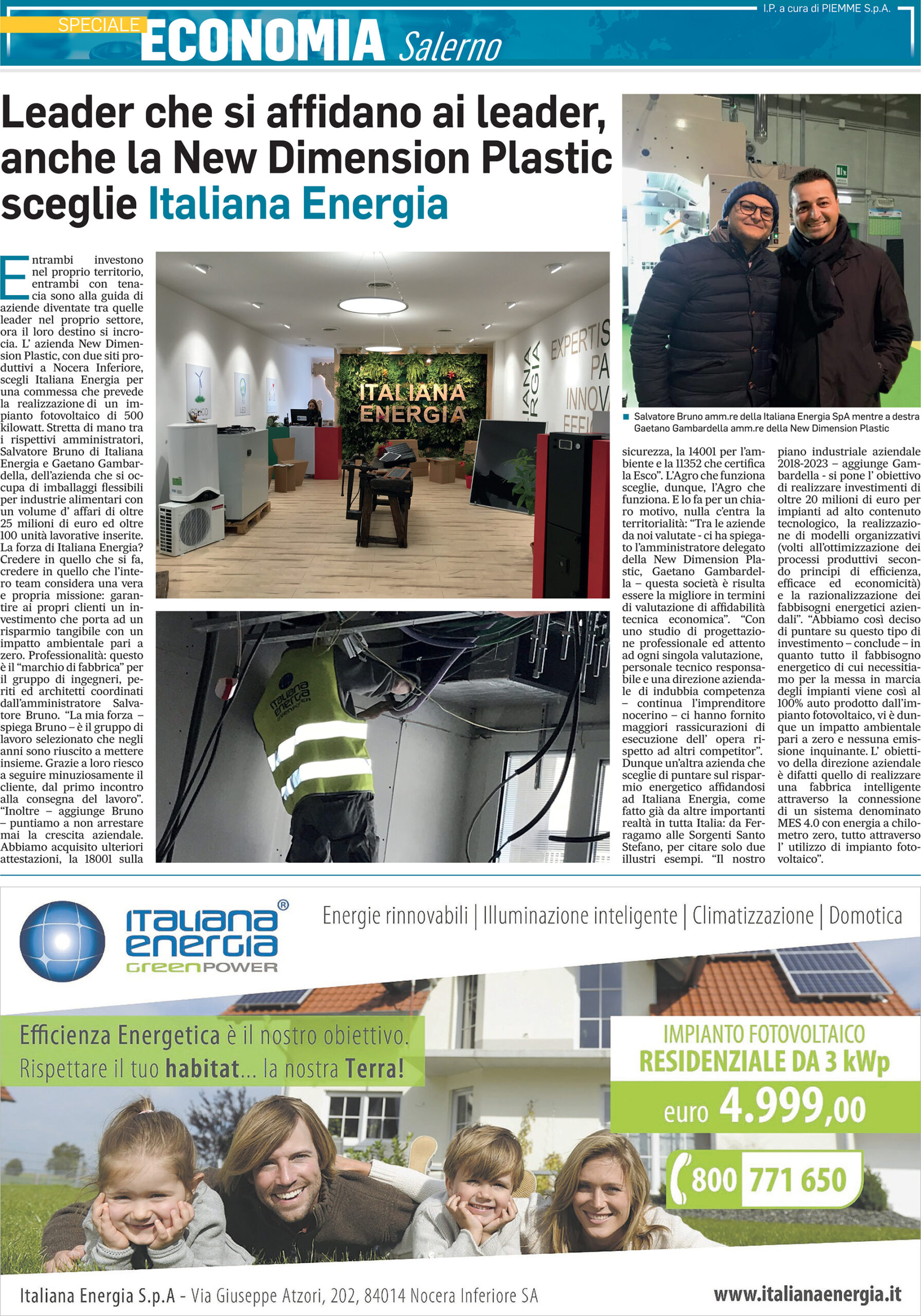 New Dimension Plastic sceglie Italiana Energia